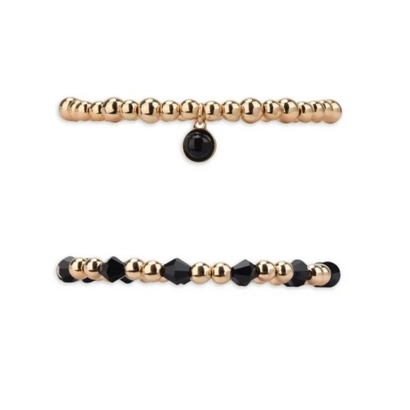 NWT Black Onyx Protection Knowledge Strength 4-Piece Semi-Precious Bracelet Set - Picture 3 of 4